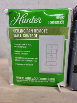 Hunter Universal Damp Rated Ceiling Fan Wall Remote Control White