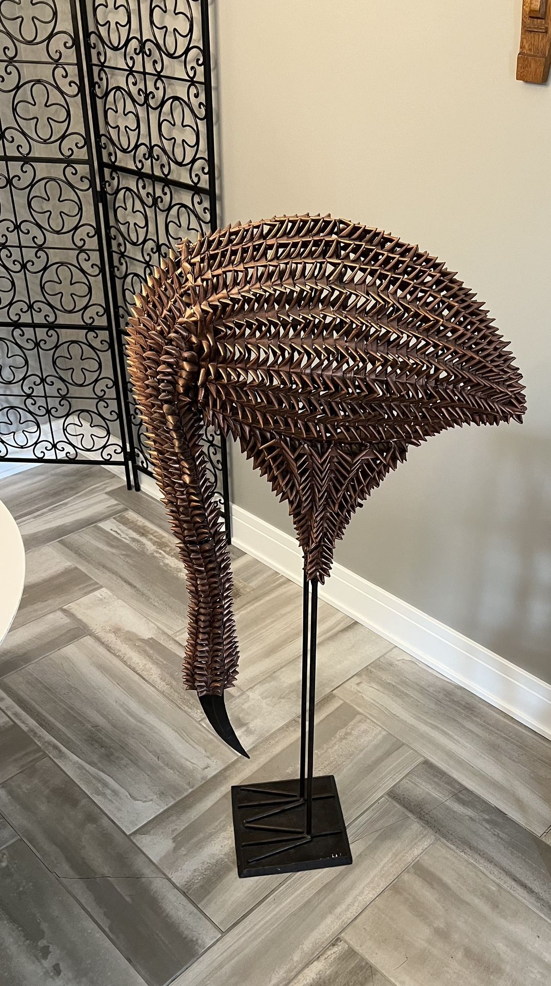 MCM Life Size Rattan Crane Sculpture