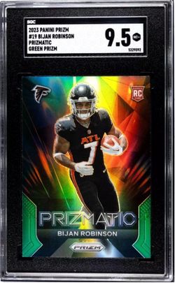 2023 Panini Prizm #19 Bijan Robinson Prizmatic   “Green Prizm”  -  SGC9.5 (RC)