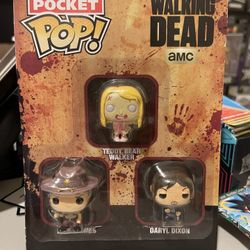 Funko Pocket Pop The Walking Dead Rick, Teddy Bear Walker & Daryl Dixon