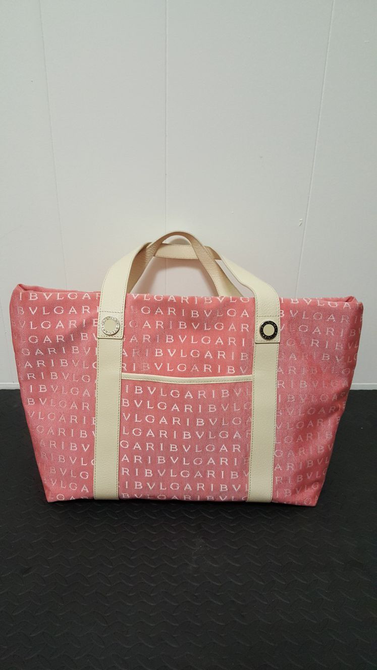 Bvlgari pink tote with small wallet/bag