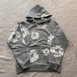 Gray Denim Tear Hoodie 