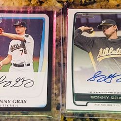 LOT- SONNY GRAY SIGNED 2011 & 12 RC BASEBALL CARDS