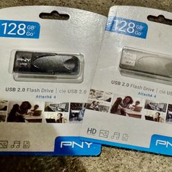 2 PNY ~ 128GB USB 2.0 Flash Drives + 1 PNY ~ 64GB DUO LINK Type-C / Type-A USB 3.2 Dual Drive TAKE ALL 3 BRAND NEW DRIVES FOR ONLY $60!