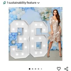 Marquee Numbers Large 36th-Birthday Decorations: 4ft Light Up Number Party Decor 36 Year 0lc 63rd Women and Men Backdrop 63 Anniversary Cardboard Big 