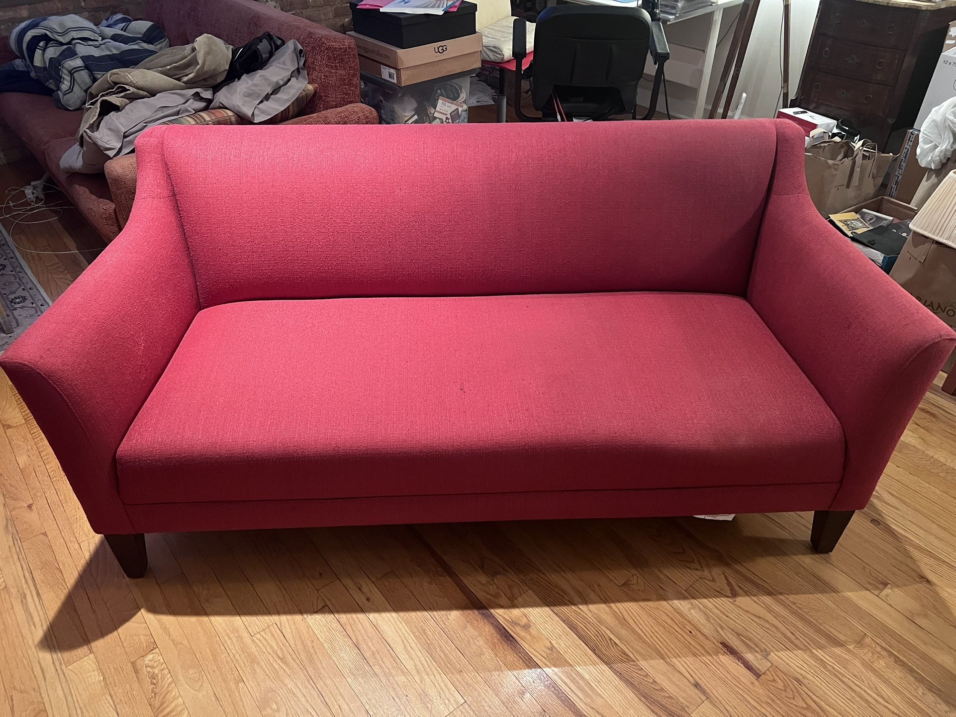 Contemporary Crate & Barrel Sofa - Cranberry