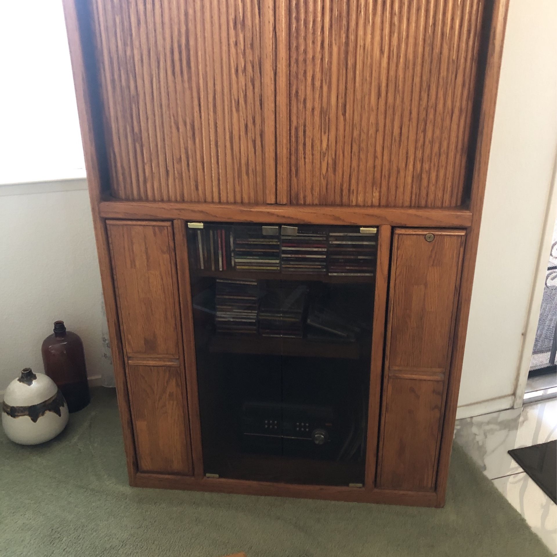 Entertainment Center, Mobility Scooter, Bar Stools, 3 Coffee Tables