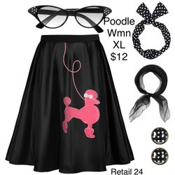 Women Poodle Hop Sock Costume XL Halloween Themed Party 1950s