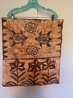 Tahitian, tapa cloth art panel
