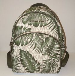 Michael Kors Tropical MK Logo Backpack Zip Gold Hardware Detachable Strap