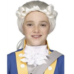 New  George Washington Child Accessory Kit  Kids Size fits all  Included: Jabot and wig