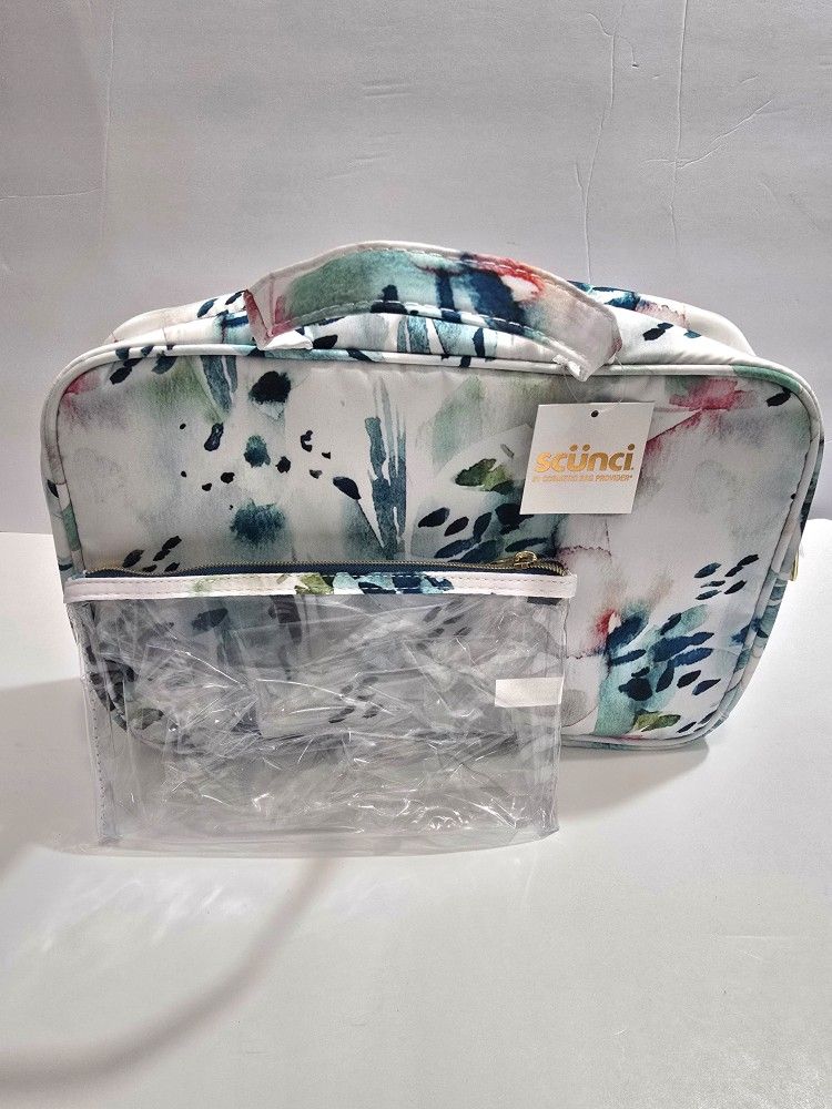 2 pc Scunci Travel Makeup Bag, Large Toiletry & Cosmetic Bag Inside Organizer
