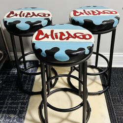 Chicago Flag Graffiti Style Stools