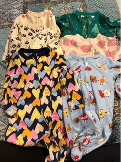 Baby Girl Sleepers - 0-3 Months - 6 Total