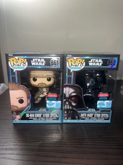 2 FALL CONVENTION LIMITED EDITION EXCLUSIVE Kyber Crystal Funko Pops Obi-Wan & Darth Vader Star Wars #860 #861