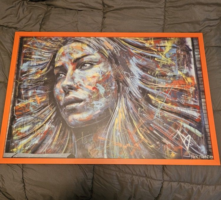  David Walker Street Art Portrait Print – Framed Wall Art 25x37 Canvas – Urban Graffiti Style
