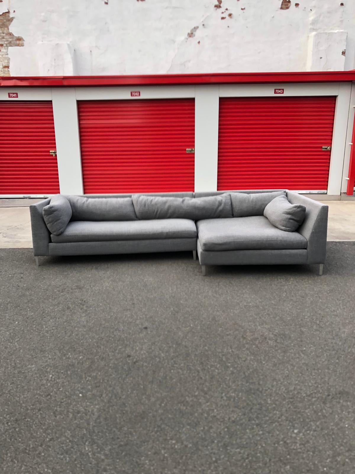( Free Delivery ) CB2 Decker Large Gray Sectional Couch
