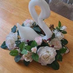 Swan Decorative Candle Beautiful Roses 