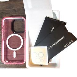iPhone 15 Pro Case Magnetic Clear Pink - Gift BoxedFull Camera/Screen Protection