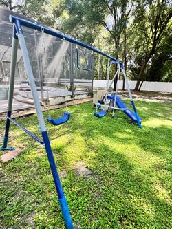 Metal Swing Set with Slide and Glider