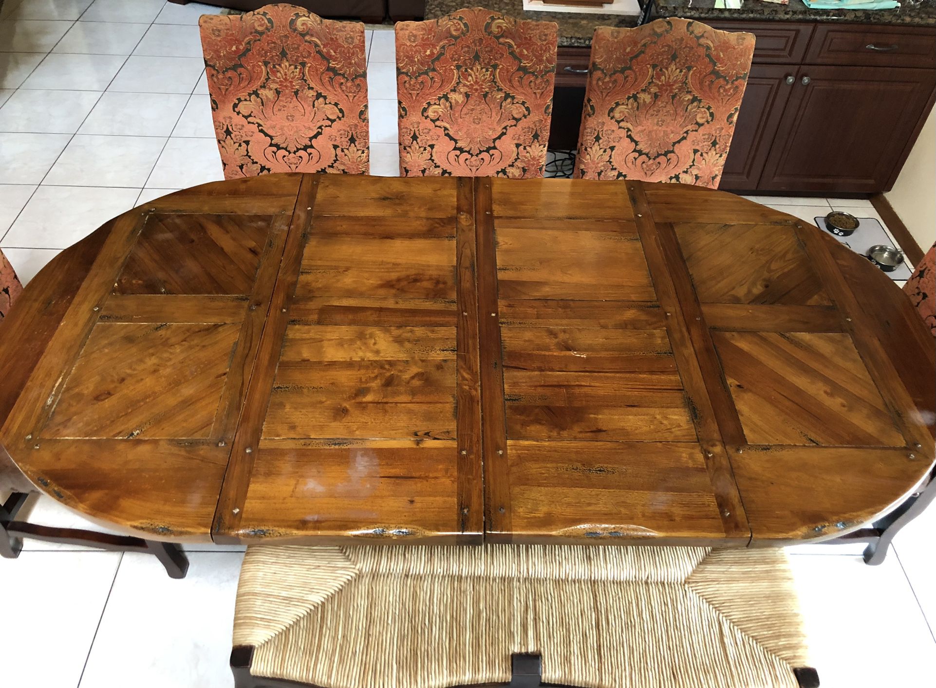 Solid Wood Antique Table & Chairs + Bench