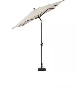 Shop Hampton Bay 6.5 ft. x 10 ft. Aluminum Market Auto-Tilt Patio Umbrella in Putty Beige