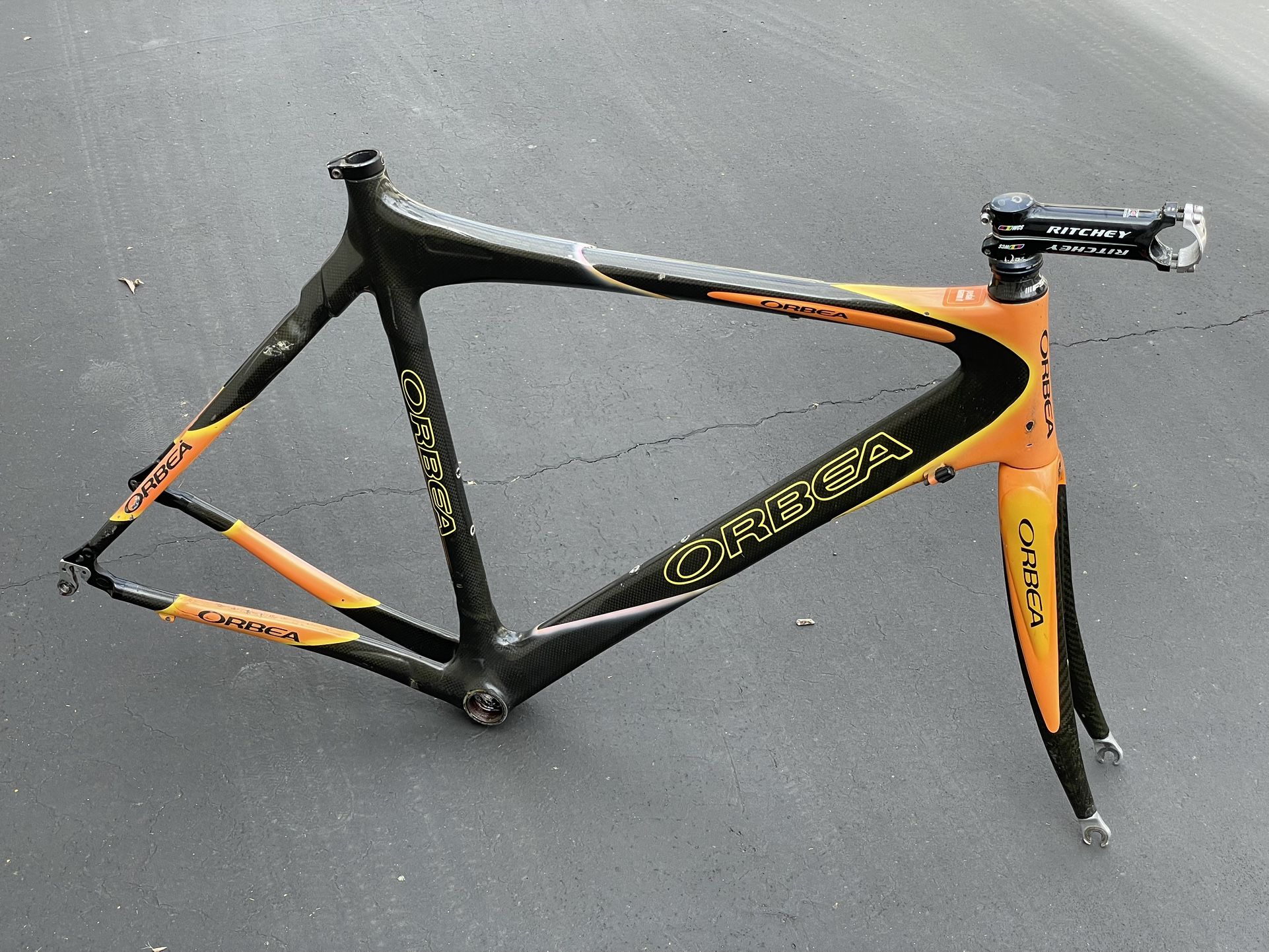 Orbea Orca Carbon Fiber Road Bike Frameset 55cm + Ritchey 4 Axis Stem 