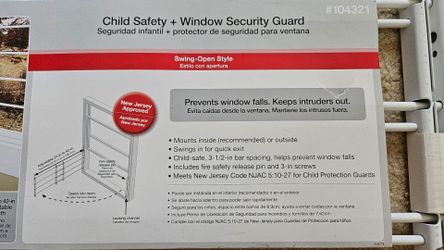 Child Safety + Window Security Guard 14in Height, 24in to 42in adjustable width, no screw included, new but has no label and has some scratch but neve