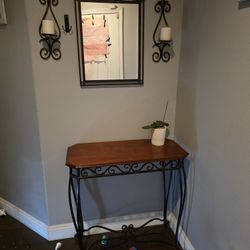 Entryway Door Table With Mirror 