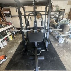 Vesta Fitness Smith Machine 2001 w/Bench Attachment | 230lb Bumpers Weights | 7ft Olympic Bar | Fitness | Gym Equipment | FREE DELIVERY 🚚 