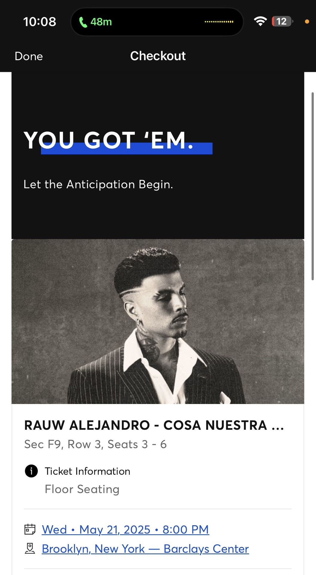 Rauw Alejandro 4 Concert Tickets - Brooklyn, NY