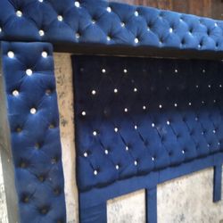 King Size Headboard Set Blue 