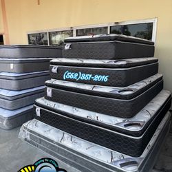 Queen Size Pillowtop Bamboo Mattress And Boxspring Bed Set 