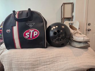 Vintage AMF bowling ball bag with STP logo