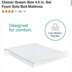 Queen-Size 4.5 in. Gel Foam Sofa Bed Mattress  New