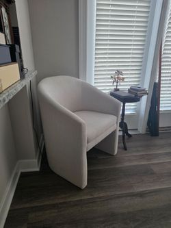 Cream Upholstered Barrel Accent Chair