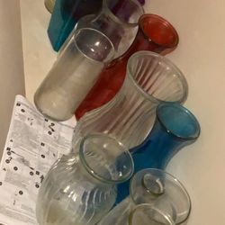 Multiple Vases Glass And Plastic