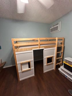 Kids Loft Bed with Storage Cabinet