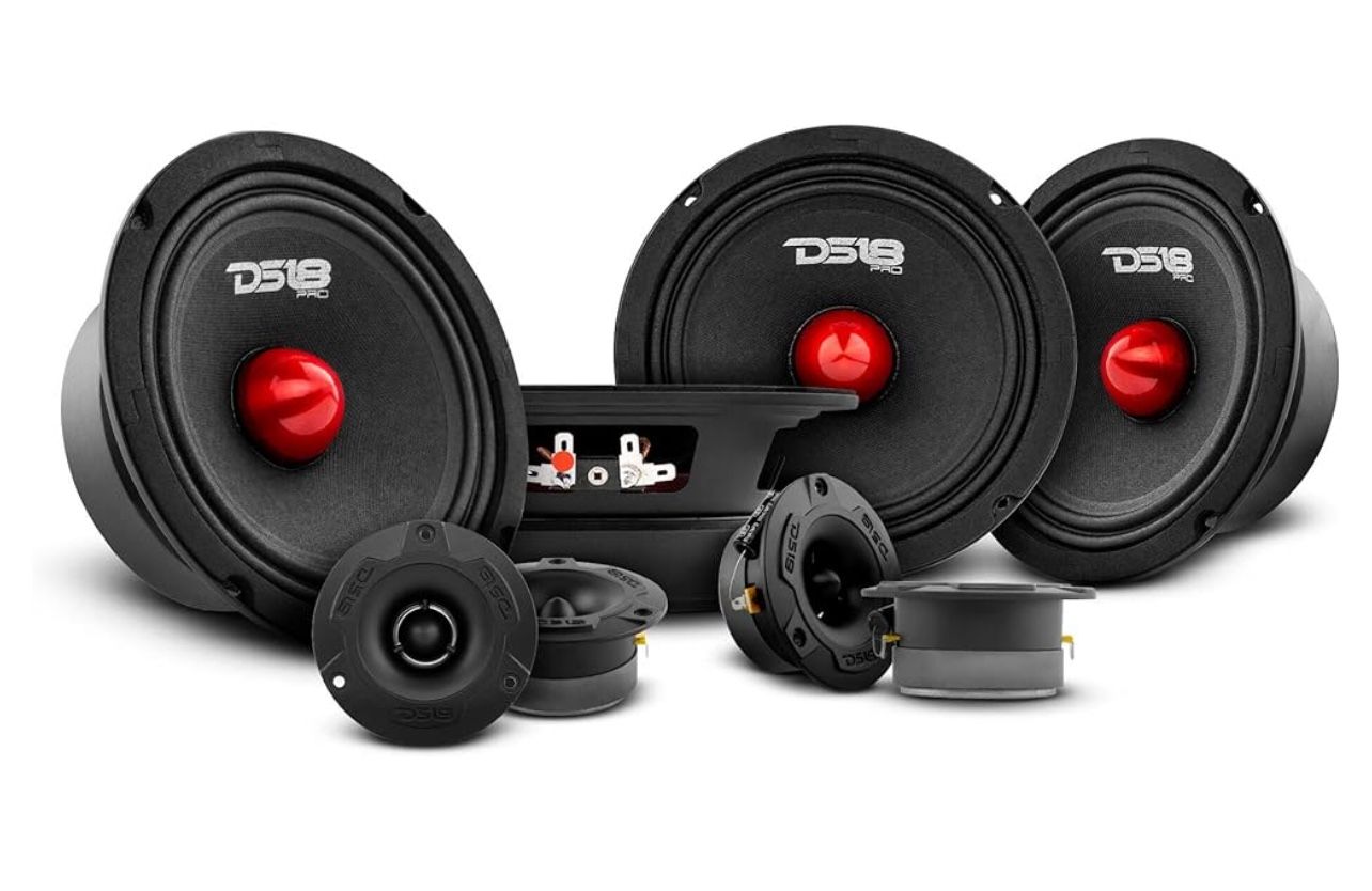 DS18 Bundle Car Speakers 4X PRO-GM6B 6.5" Midrange Speakers and 4X PRO-TWX1/BK Aluminum Super Tweeters - PRO Car Audio Component Package