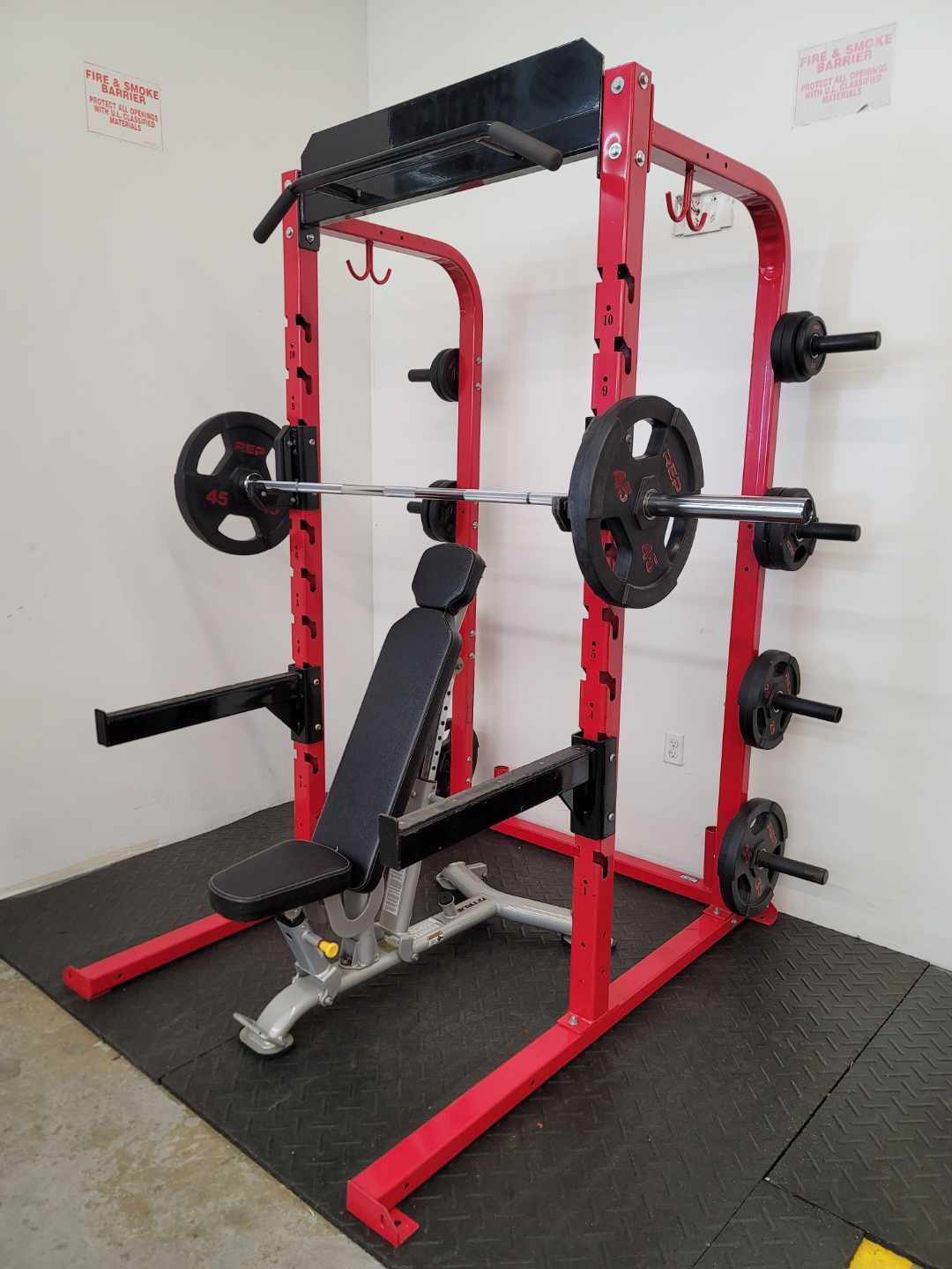 Commercial Squat Rack Adjustable Weight Bench and Olympic Weight Set