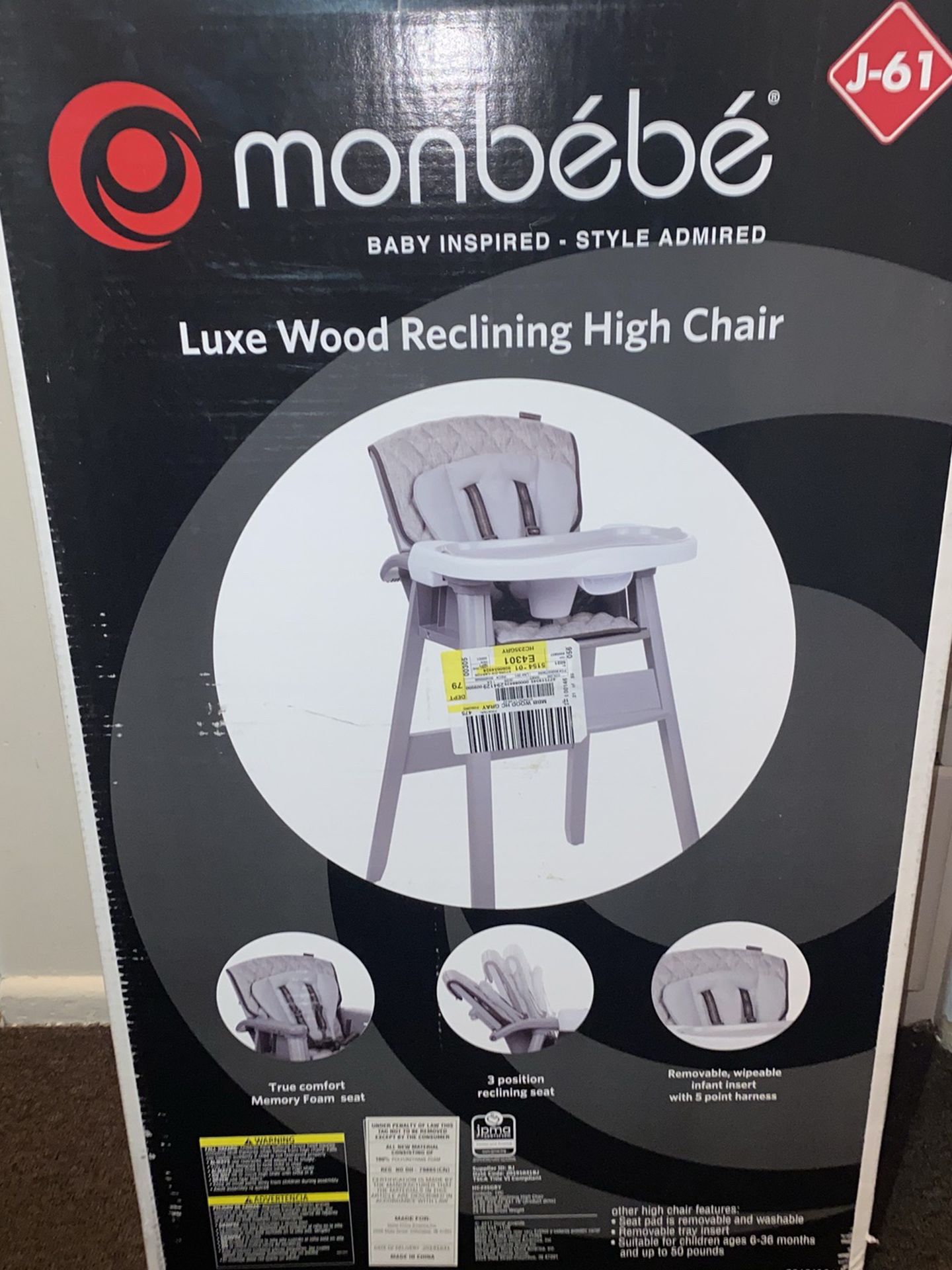 Monbebe Luxe Wood Reclining Highchair