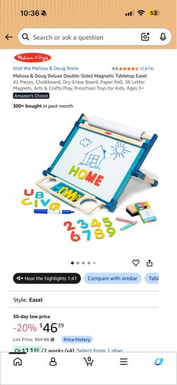 Brand New Melissa & Doug Tabletop Easel