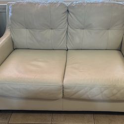 3 seat and 2 seat cream leather couches