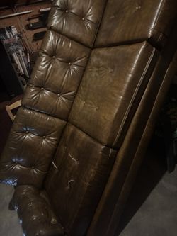 Vintage Leather Couch As Seen In Pictures Does Have Some tears 