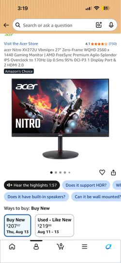 27 inch Acer Nitro Monitor