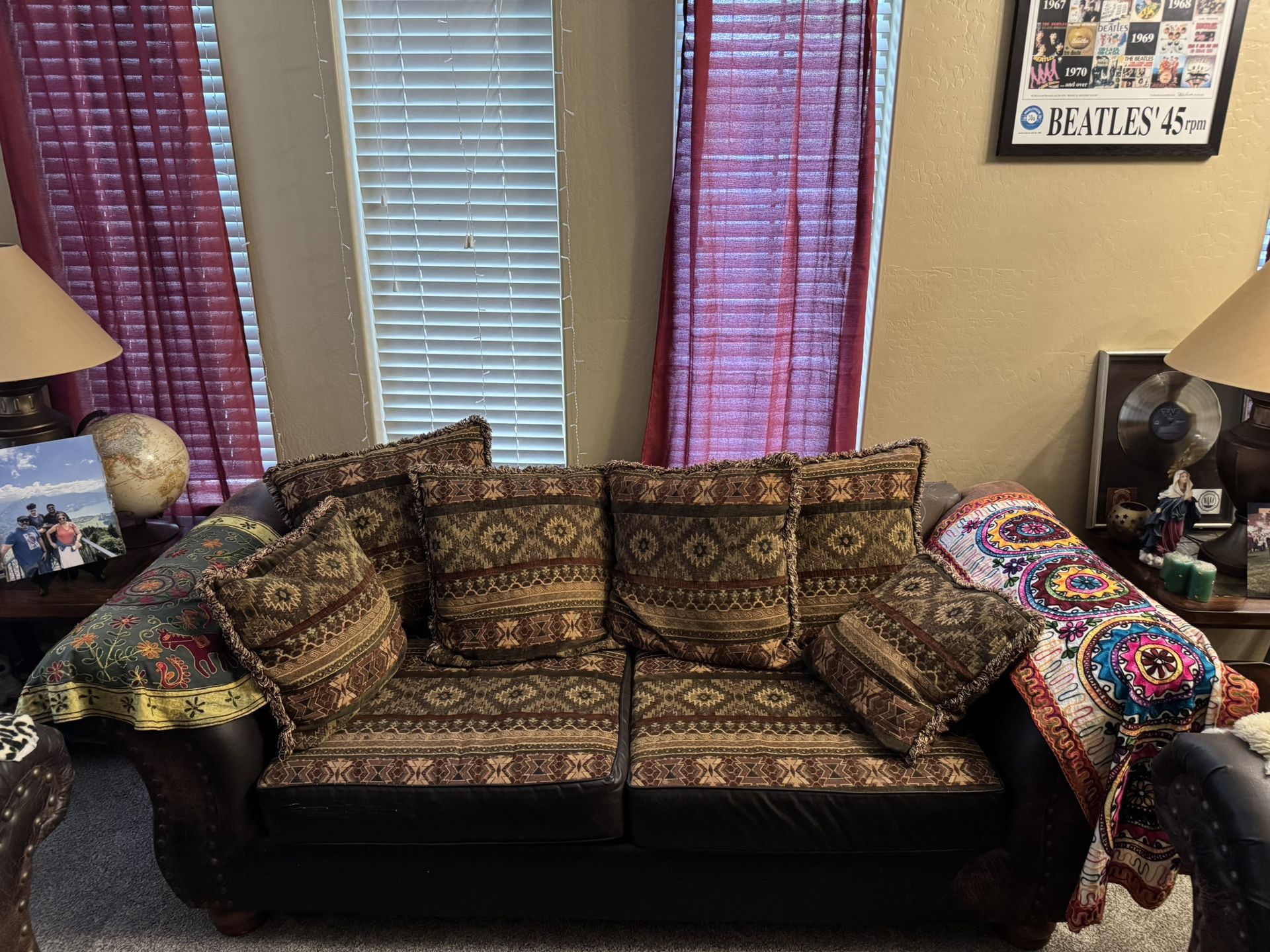 Rustic Southwestern Living Room Furniture Set – Coffee Table, End Tables, Sofa & Chair