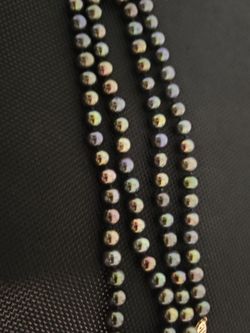 Genuine Cultured Black Pearl Necklace With 14k Clasp