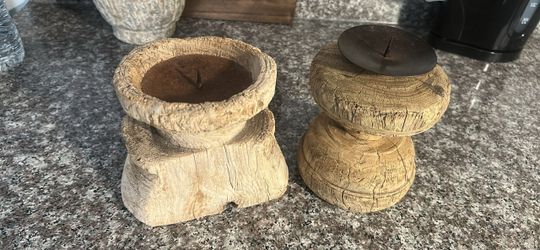 Vintage Wooden Candle holders