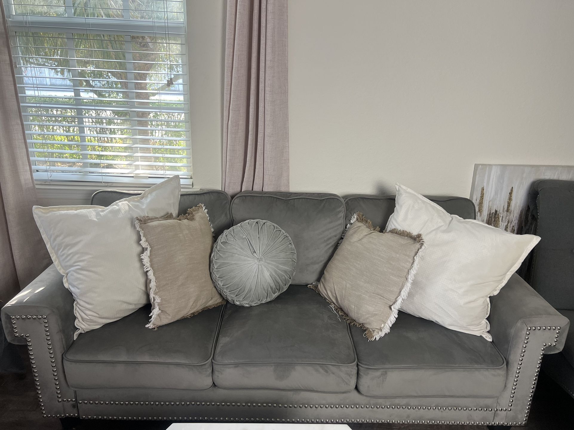 Grey suede Couch
