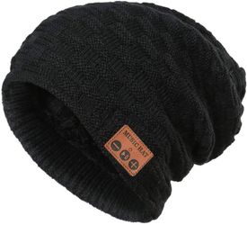 Headphone Beanie Hat, V4.2 Stereo Wireless Smart Music Headset Knit Cap, Winter for Men Women Girls Guys Teens, Christmas Gift - Black